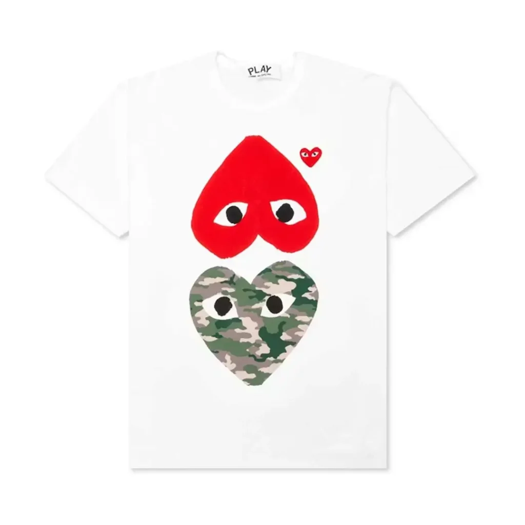 Comme des Garcons PLAY Play Camouflage Mirror Heart T-shirt Front