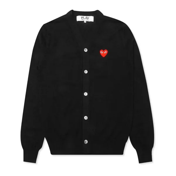 Comme des Garcons PLAY Play Red Heart Knit Cardigan Sweater Front