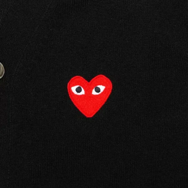 Comme des Garcons PLAY Play Red Heart Knit Cardigan Sweater Front Zoom