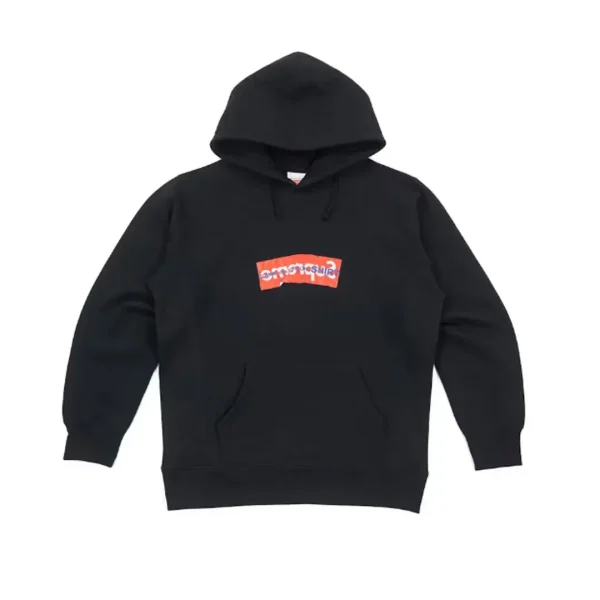 Supreme Comme Des Garcons SHIRT Box Logo Hooded Sweatshirt Black Front