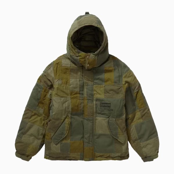 Supreme JUNYA WATANABE CDG MAN Patchwork Puffy Jacket Olives Front