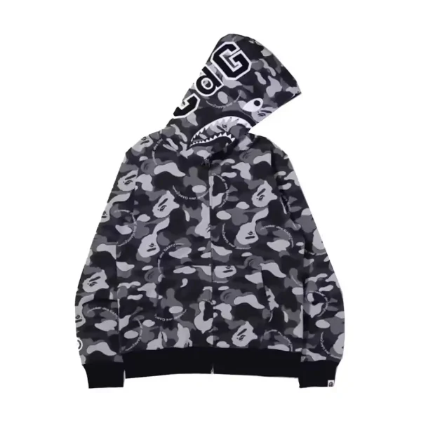 BAPE x Comme des Garcons Osaka Shark Full Zip Hoodie Black Front