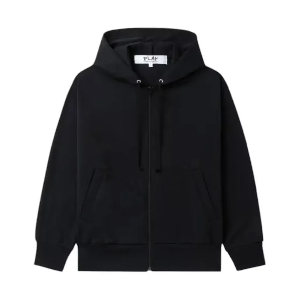 Comme des Garcons PLAY Heart Emblem Zip-Up Hoodie Black Front