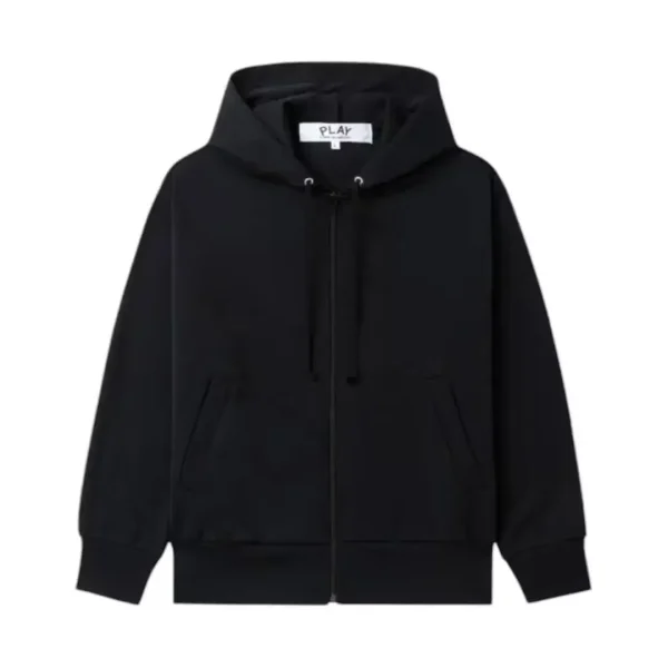 Comme des Garcons PLAY Heart Emblem Zip-Up Hoodie Black Front