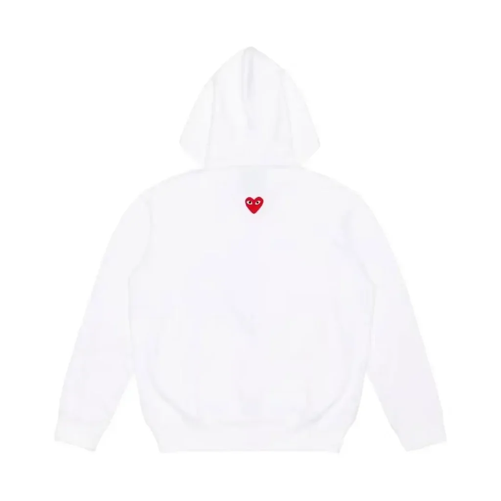 Comme des Garcons PLAY Heart Emblem Zip-Up Hoodie White Red Back