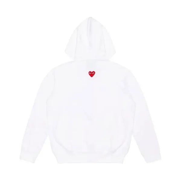 Comme des Garcons PLAY Heart Emblem Zip-Up Hoodie White Red Back