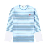 Comme des Garcons PLAY Play Embroidered Logo Striped Long-Sleeve Tee Blue White Front