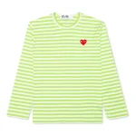 Comme des Garcons PLAY Play Pastelle Striped LS T-shirt Green White Front