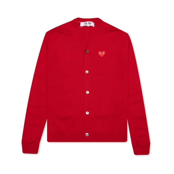 Comme des Garcons PLAY Play Red Heart Knit Cardigan Sweater Red Front