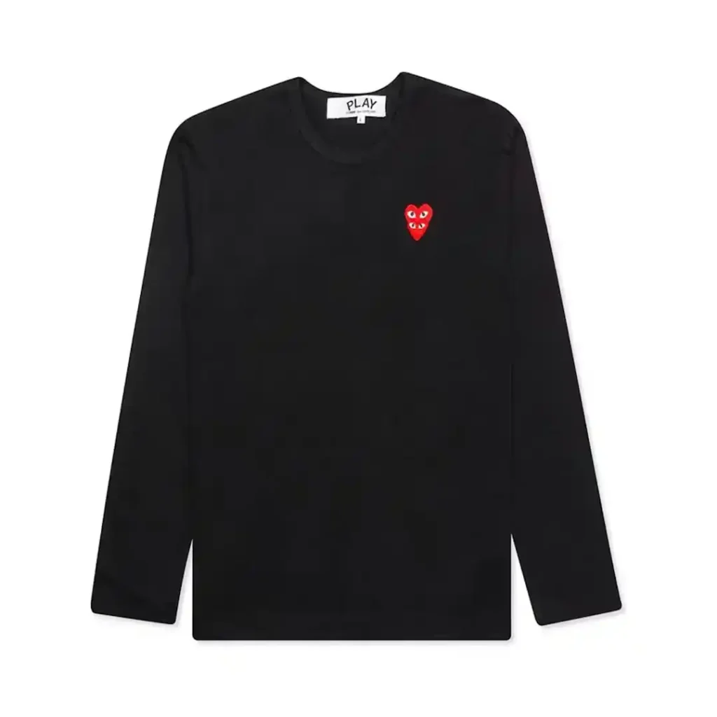 Comme des Garcons PLAY Play Red Stacked Heart LS T-shirt Black Front
