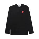 Comme des Garcons PLAY Play Red Stacked Heart LS T-shirt Black Front