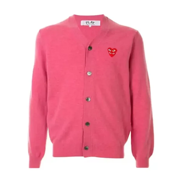 Comme des Garcons PLAY Play Small Heart Cardigan Pink Front