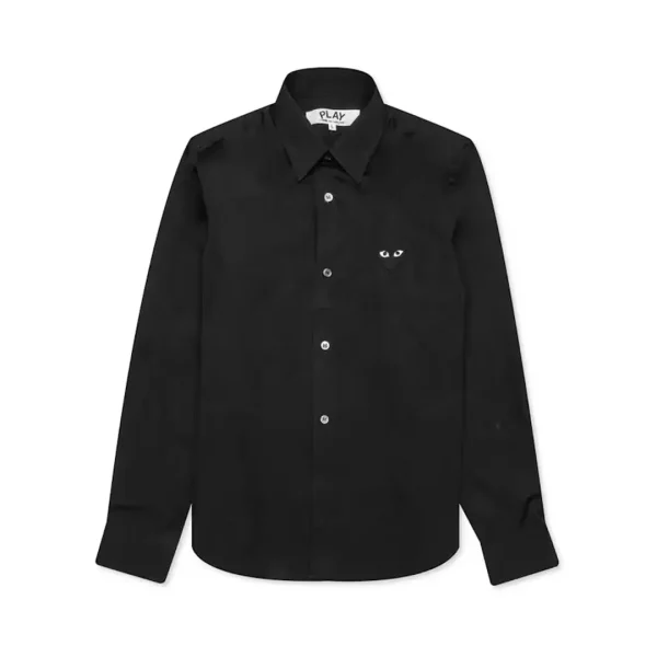 Comme des Garcons PLAY Play Women's Black Emblem Button Up Shirt Black Front