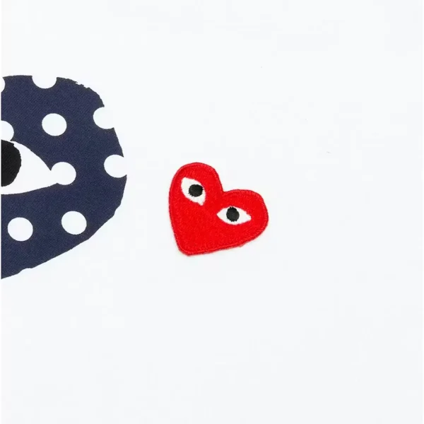 Comme des Garcons PLAY Play Women's Navy Polka Dot Duo T-shirt White Back