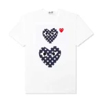 Comme des Garcons PLAY Play Women's Navy Polka Dot Duo T-shirt White Front