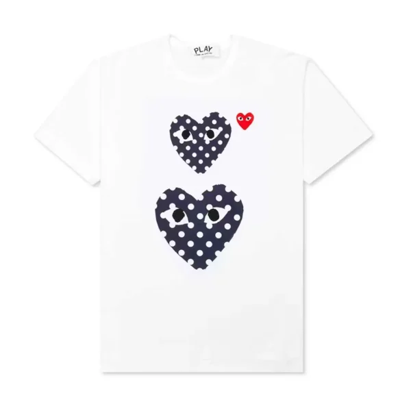 Comme des Garcons PLAY Play Women's Navy Polka Dot Duo T-shirt White Front