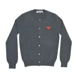 Comme des Garcons PLAY Play Women's Red Heart Knit Cardigan Sweater Front
