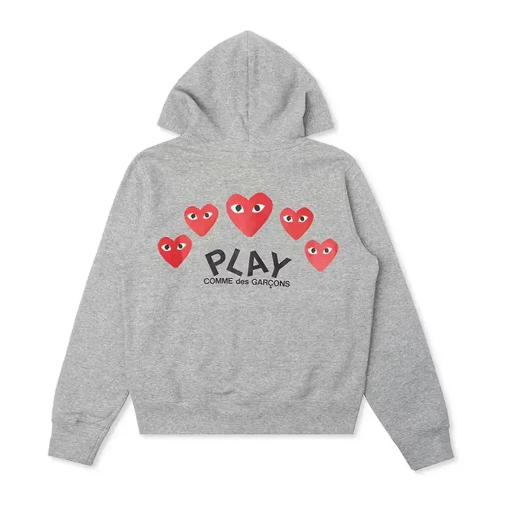 Comme des Garcons PLAY Play Women's Red Multi Heart Zip Up Hoodie Grey Back