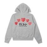 Comme des Garcons PLAY Play Women's Red Multi Heart Zip Up Hoodie Grey Back