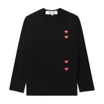 Comme des Garcons PLAY Vertical 4 Heart LS Tee Black Front