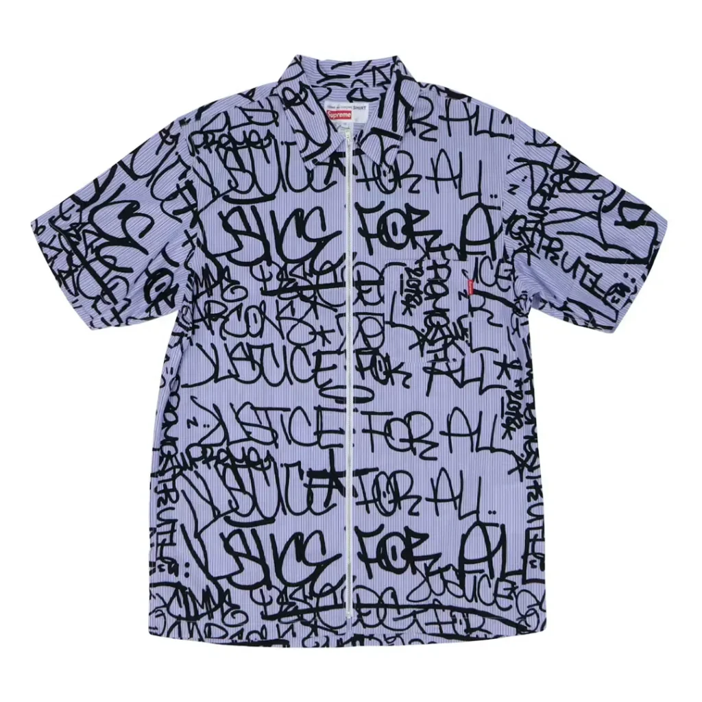 Supreme Comme des Garcons SHIRT Graphic SS Shirt Blue Stripe Front