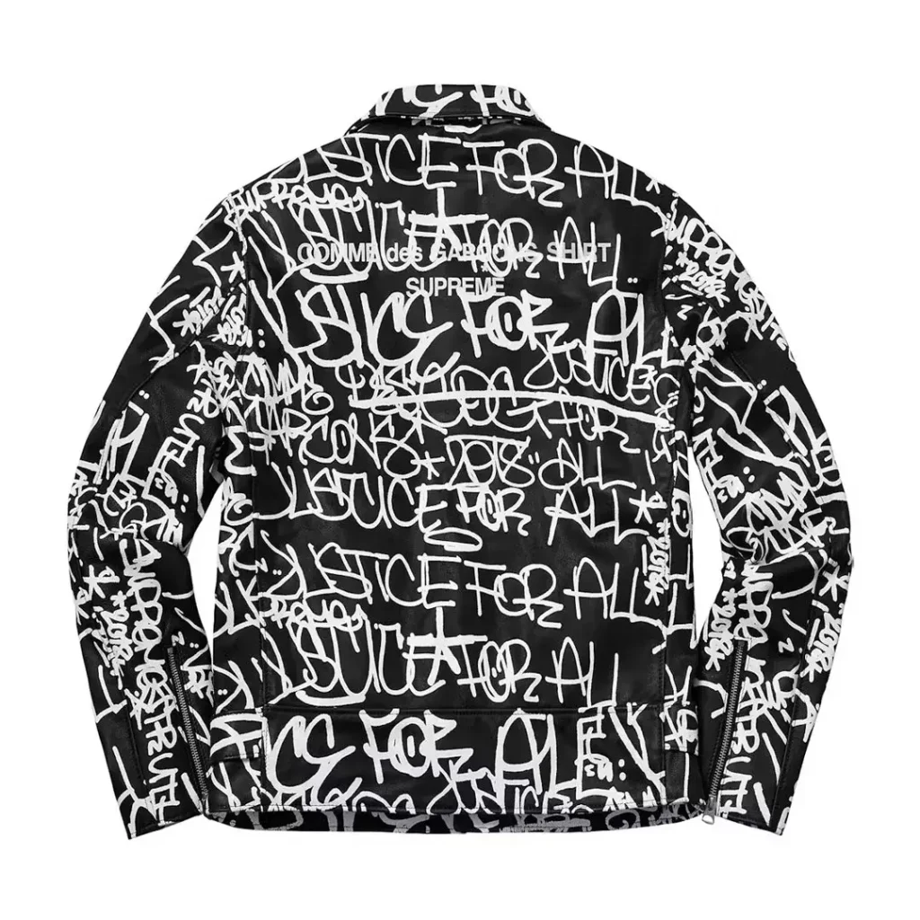 Supreme Comme des Garcons SHIRT Schott Painted Perfecto Leather Jacket Black Back