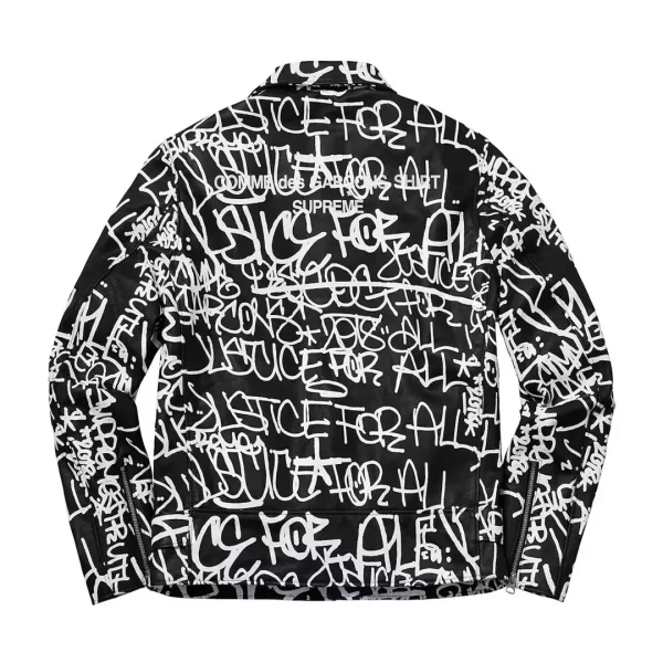 Supreme Comme des Garcons SHIRT Schott Painted Perfecto Leather Jacket Black Back