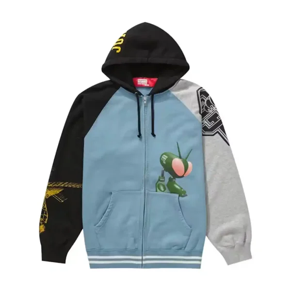 Supreme JUNYA WATANABE CDG MAN Zip Up Hooded Sweatshirt Dusty Blue Front